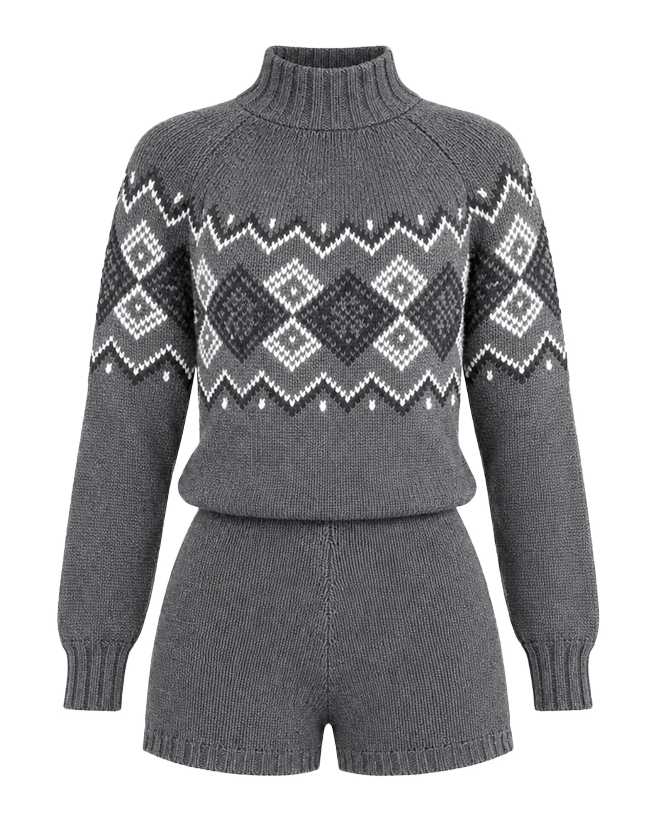 SEROYA Tosca Fair Isle Mock-Neck Romper