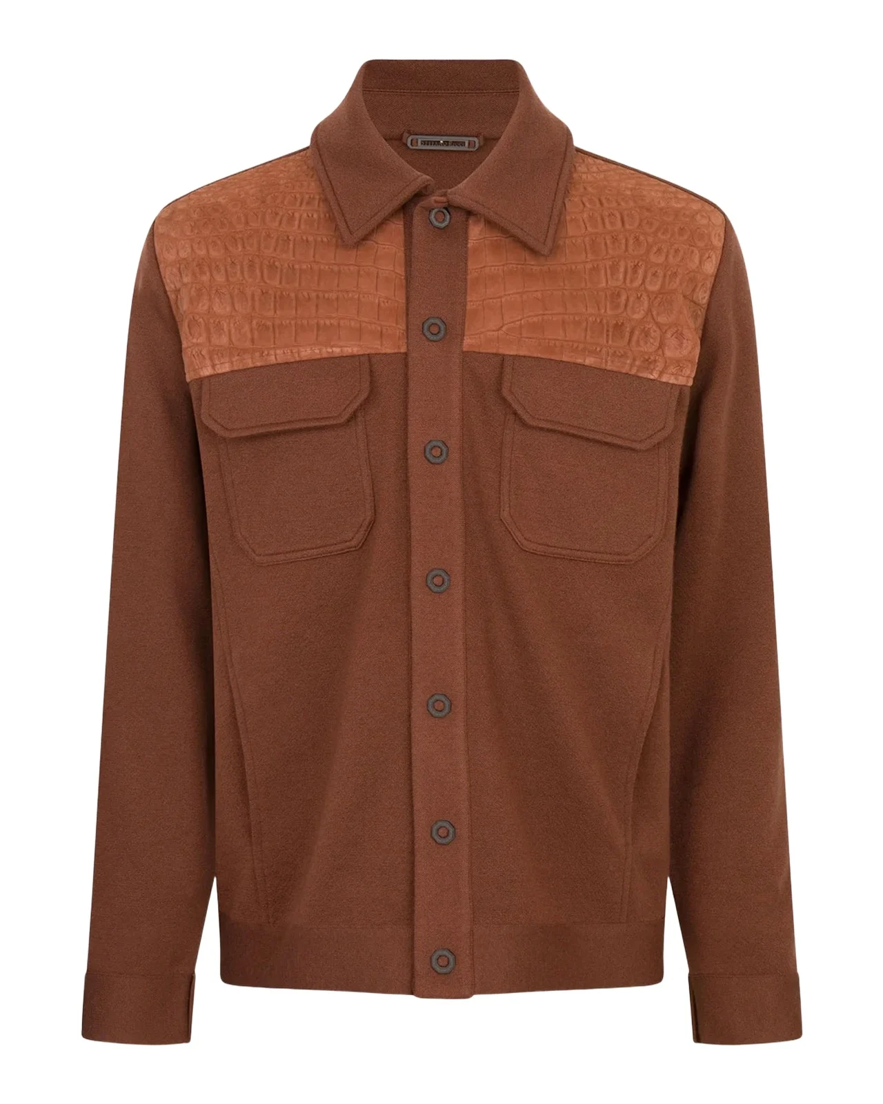 Stefano Ricci Men's Croc-Embossed Leather & Wool Overshirt