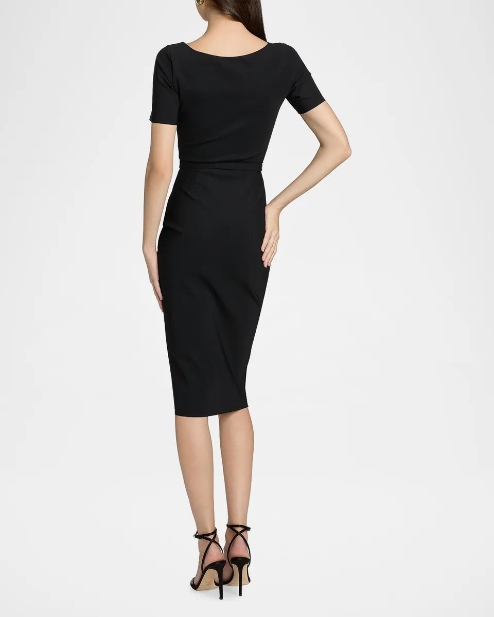 Chiara Boni La Petite Robe Bahir Square Neck Belted Midi Dress | Thumbnail 3 Chiara Boni La Petite Robe Bahir Square Neck Belted Midi Dress | Thumbnail 3