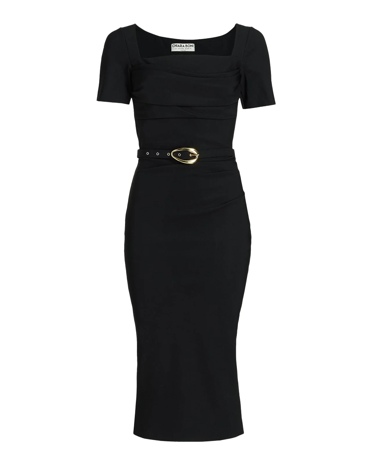 Chiara Boni La Petite Robe Bahir Square Neck Belted Midi Dress