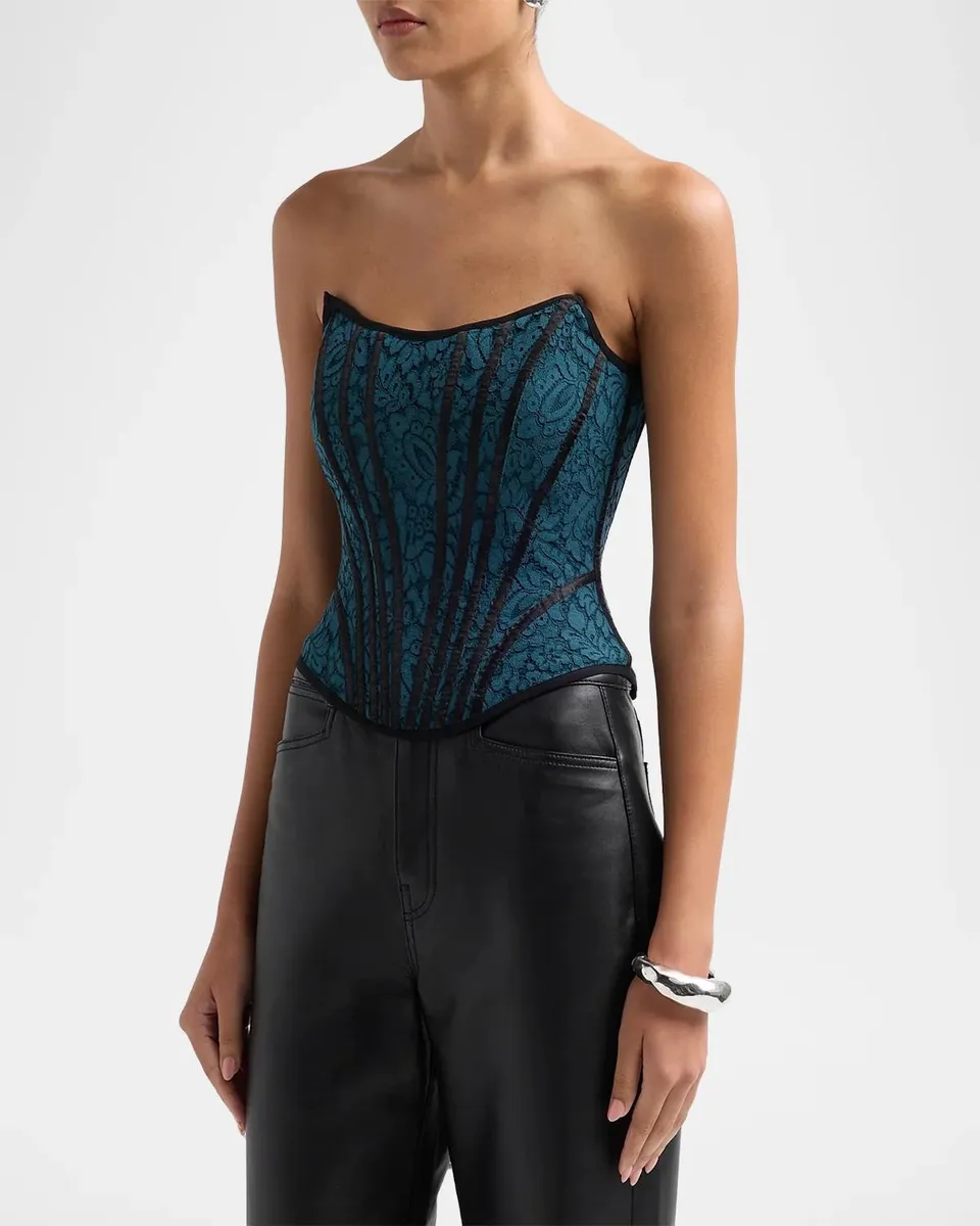 Chiara Boni La Petite Robe Edre Strapless lace Corset Top | Thumbnail 4