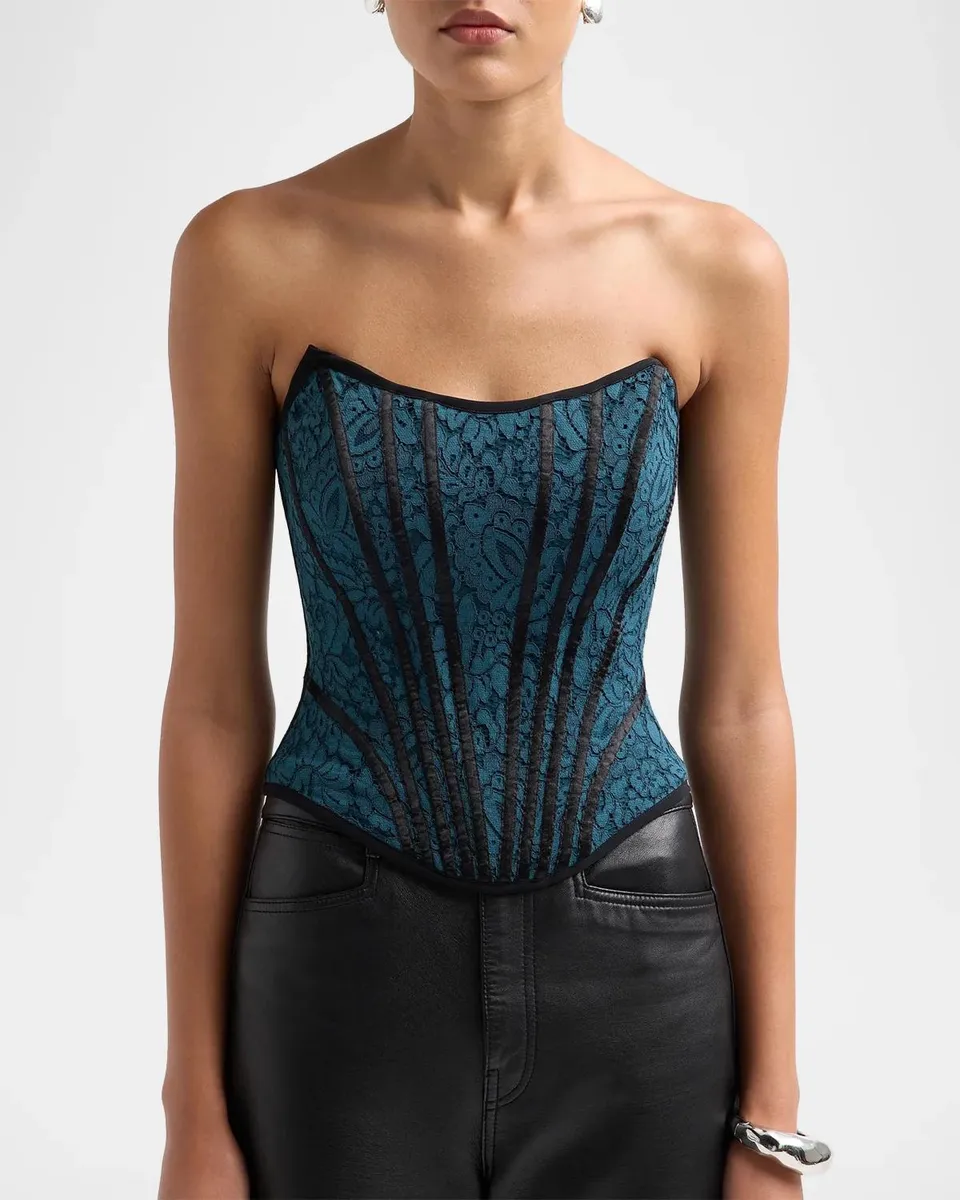 Chiara Boni La Petite Robe Edre Strapless lace Corset Top | Thumbnail 5