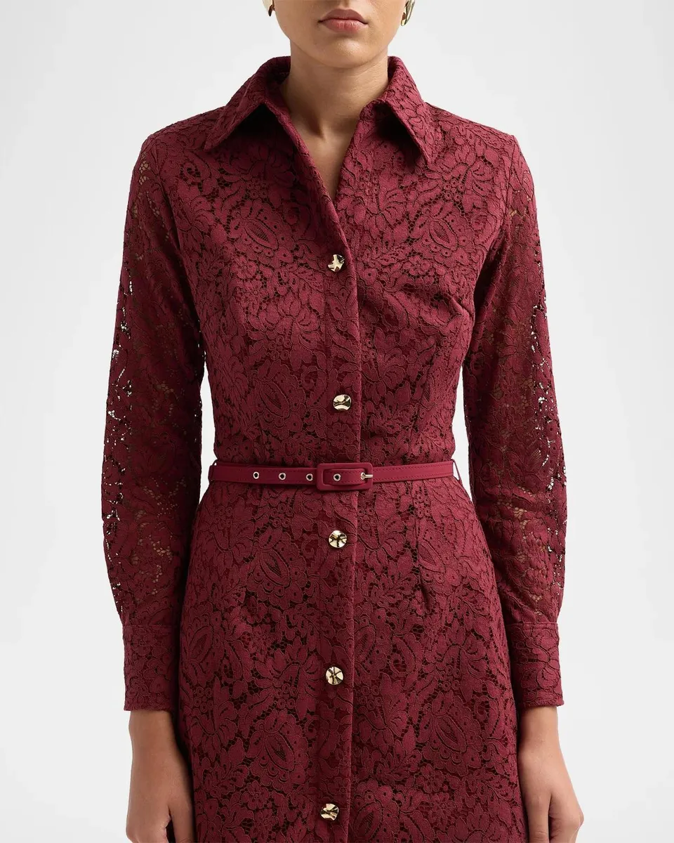 Chiara Boni La Petite Robe Linx Belted Lace Mini Shirtdress | Thumbnail 3