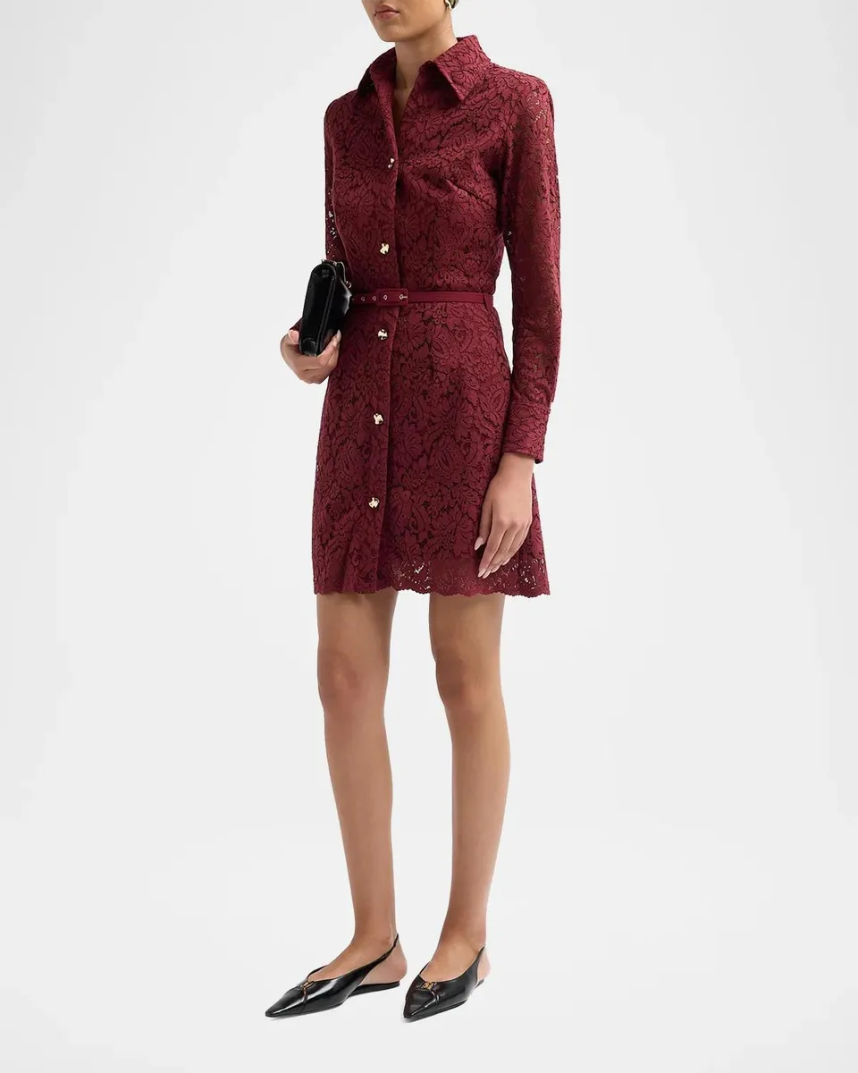 Chiara Boni La Petite Robe Linx Belted Lace Mini Shirtdress | Thumbnail 5