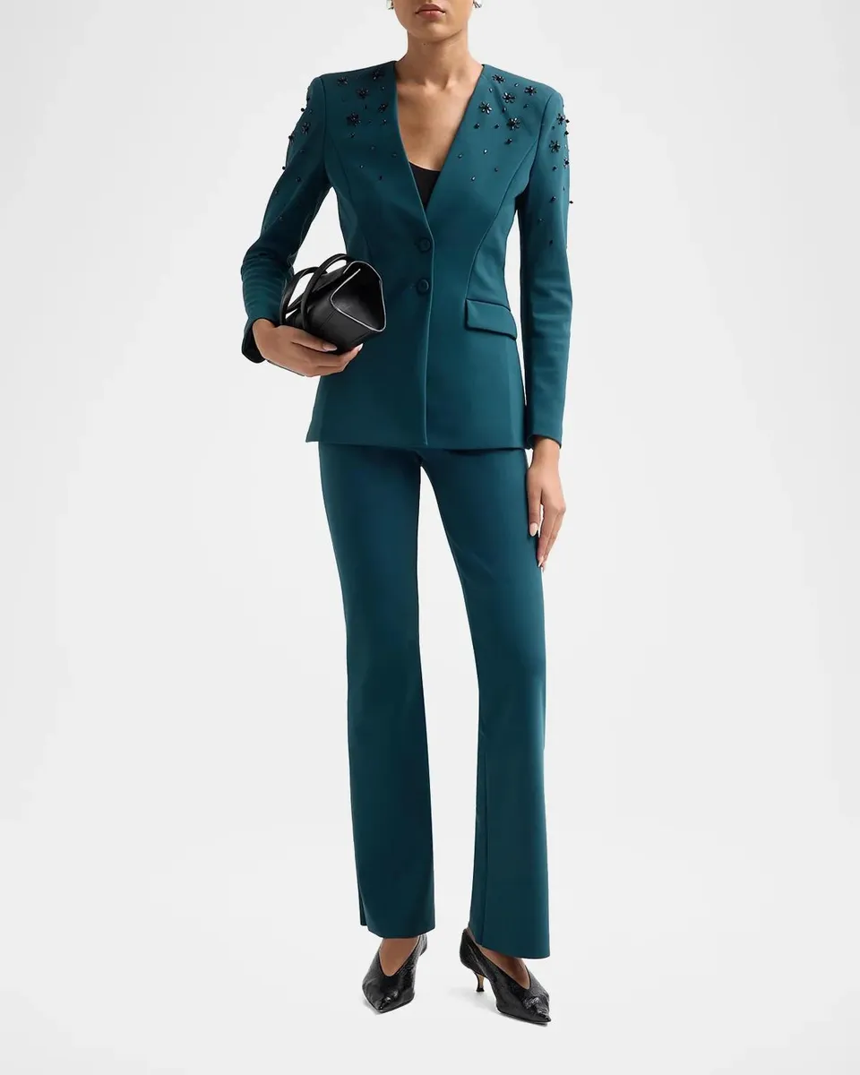 Chiara Boni La Petite Robe Ahita Floral Applique Single-Breasted Blazer | Thumbnail 2 Chiara Boni La Petite Robe Ahita Floral Applique Single-Breasted Blazer | Thumbnail 2