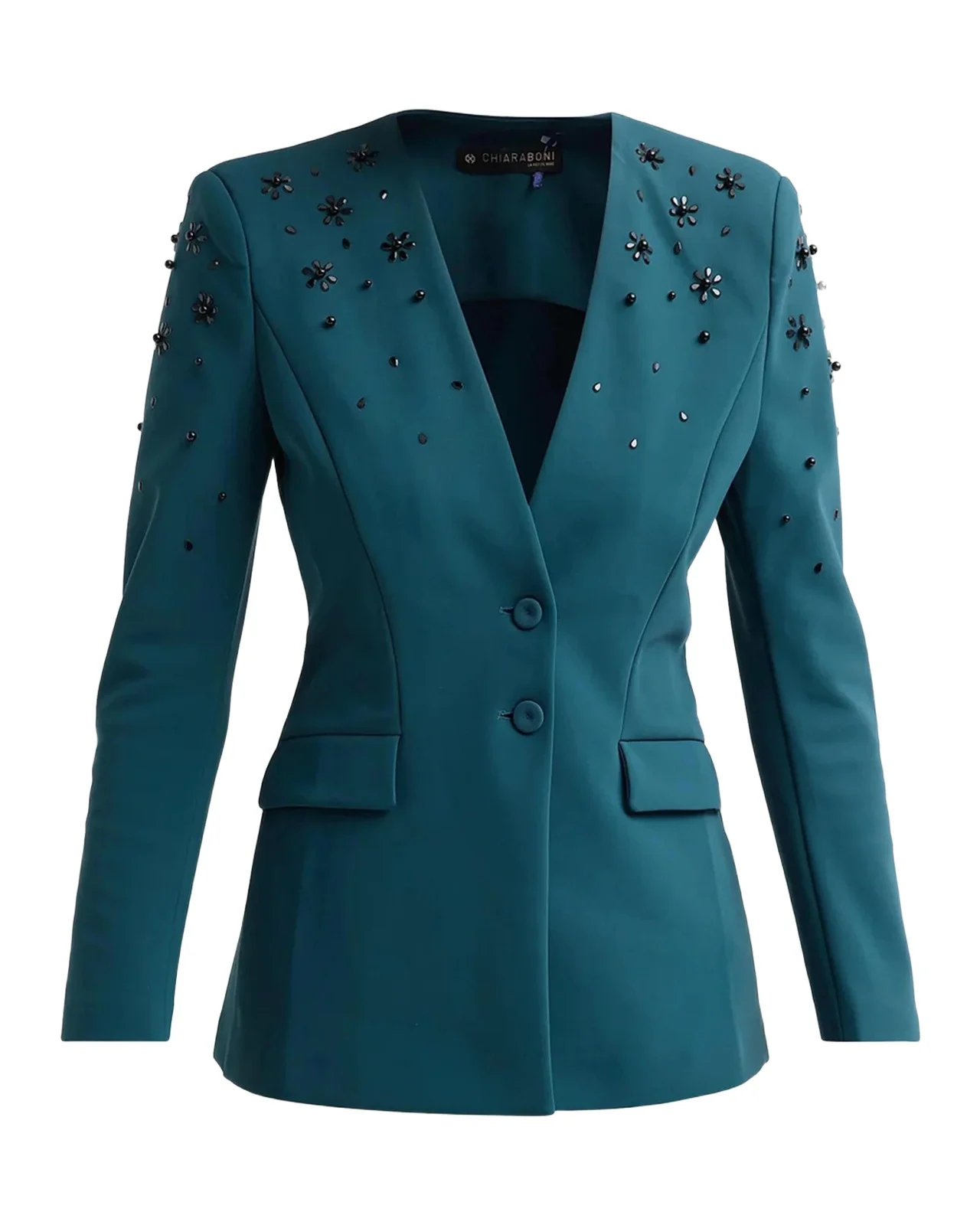 Chiara Boni La Petite Robe Ahita Floral Applique Single-Breasted Blazer