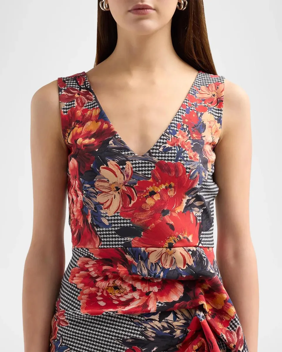 Chiara Boni La Petite Robe Ayang Floral Houndstooth Dress | Thumbnail 5