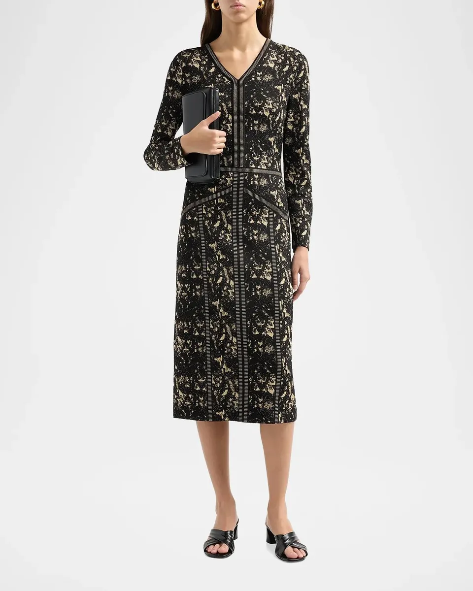 Misook Abstract V-Neck Sheath Midi Dress | Thumbnail 2 Misook Abstract V-Neck Sheath Midi Dress | Thumbnail 2