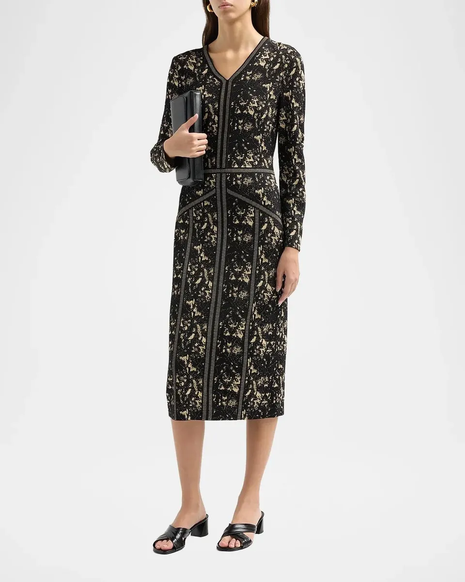 Misook Abstract V-Neck Sheath Midi Dress | Thumbnail 4 Misook Abstract V-Neck Sheath Midi Dress | Thumbnail 4