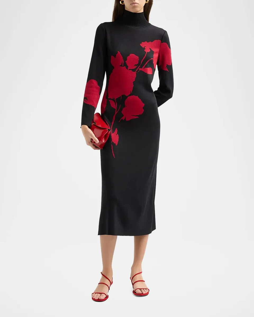 Misook Floral-Jacquard Knit Midi Dress | Thumbnail 2 Misook Floral-Jacquard Knit Midi Dress | Thumbnail 2