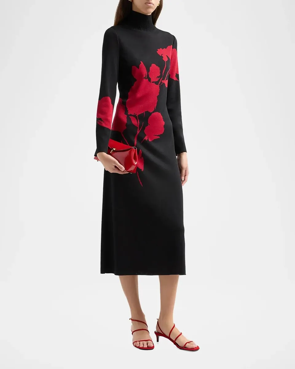 Misook Floral-Jacquard Knit Midi Dress | Thumbnail 4 Misook Floral-Jacquard Knit Midi Dress | Thumbnail 4