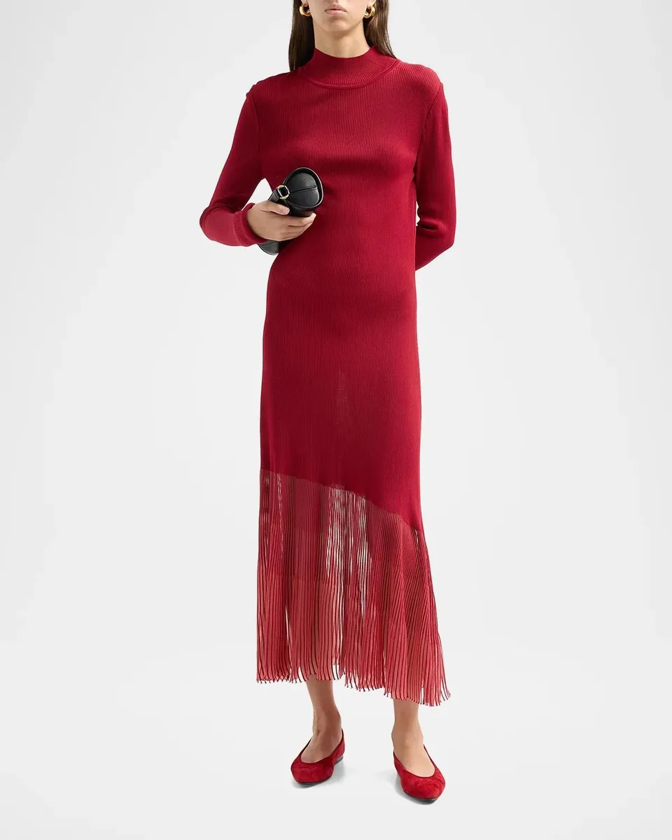Misook Rib-Knit Sheer-Hem Maxi Dress | Thumbnail 2 Misook Rib-Knit Sheer-Hem Maxi Dress | Thumbnail 2