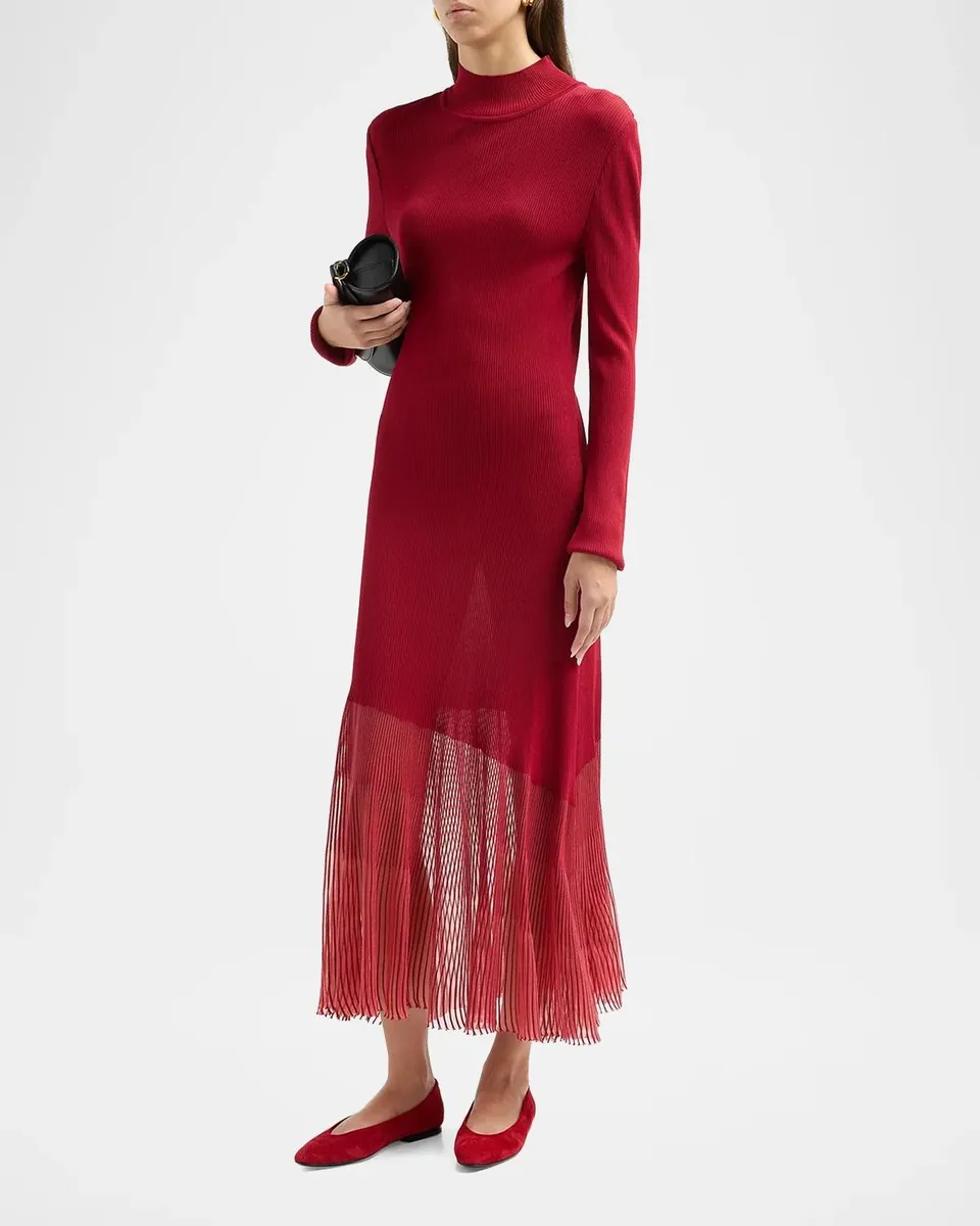 Misook Rib-Knit Sheer-Hem Maxi Dress | Thumbnail 4 Misook Rib-Knit Sheer-Hem Maxi Dress | Thumbnail 4