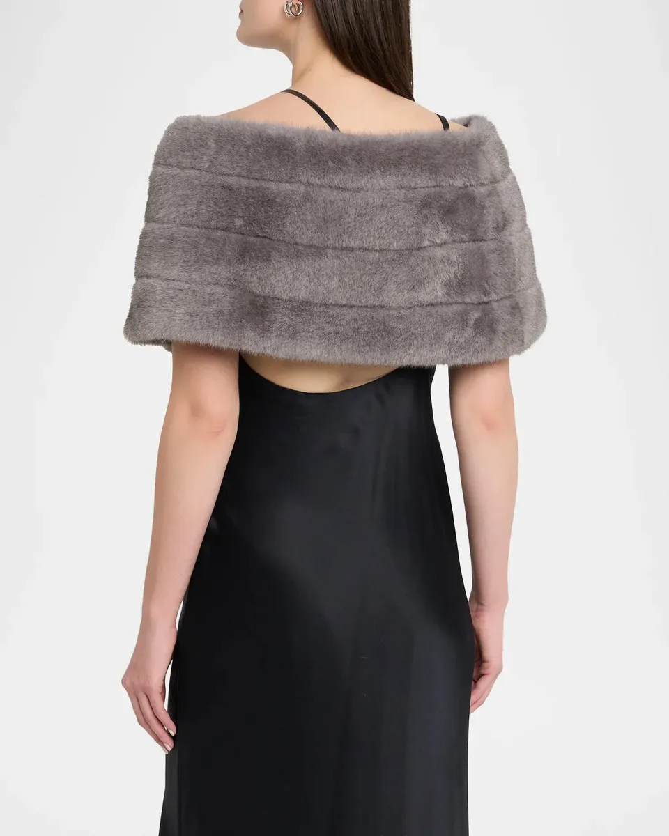 Carolyn Rowan Emilia Faux Fur Shrug with Flower Buttons | Thumbnail 3