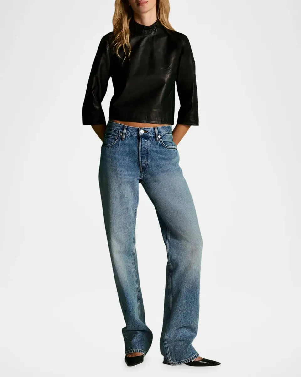 RE/DONE Sloane Leather Mock Turtleneck Top | Thumbnail 2 RE/DONE Sloane Leather Mock Turtleneck Top | Thumbnail 2