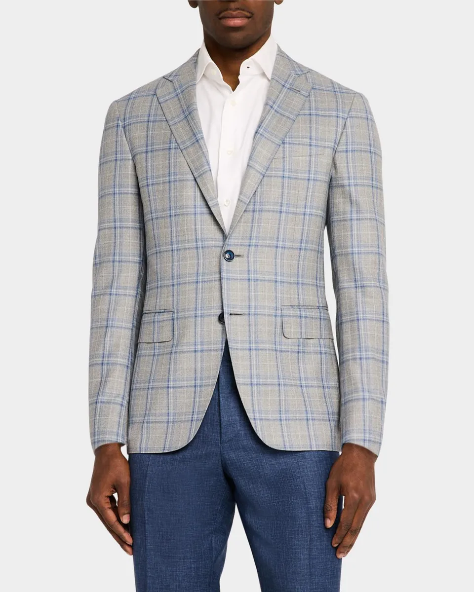 Canali Men's Wool Plaid Sport Coat | Thumbnail 4 Canali Men's Wool Plaid Sport Coat | Thumbnail 4