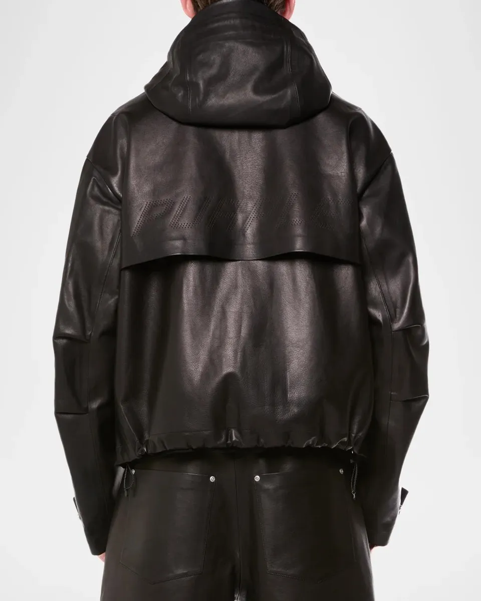 PURPLE Men's Tech Leather Hooded Jacket | Thumbnail 2 PURPLE Men's Tech Leather Hooded Jacket | Thumbnail 2