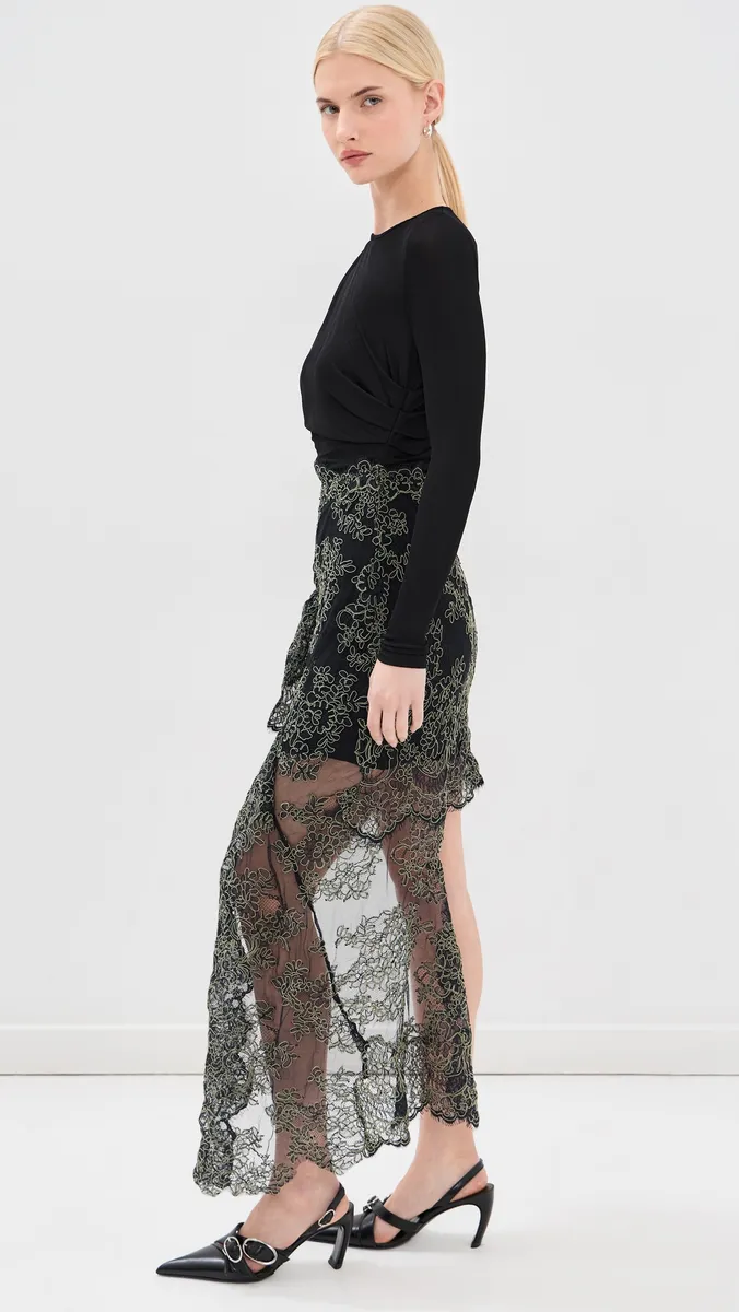 Christopher Esber Verve Twisted Tee Lace Long Sleeve Dress | Thumbnail 4 Christopher Esber Verve Twisted Tee Lace Long Sleeve Dress | Thumbnail 4