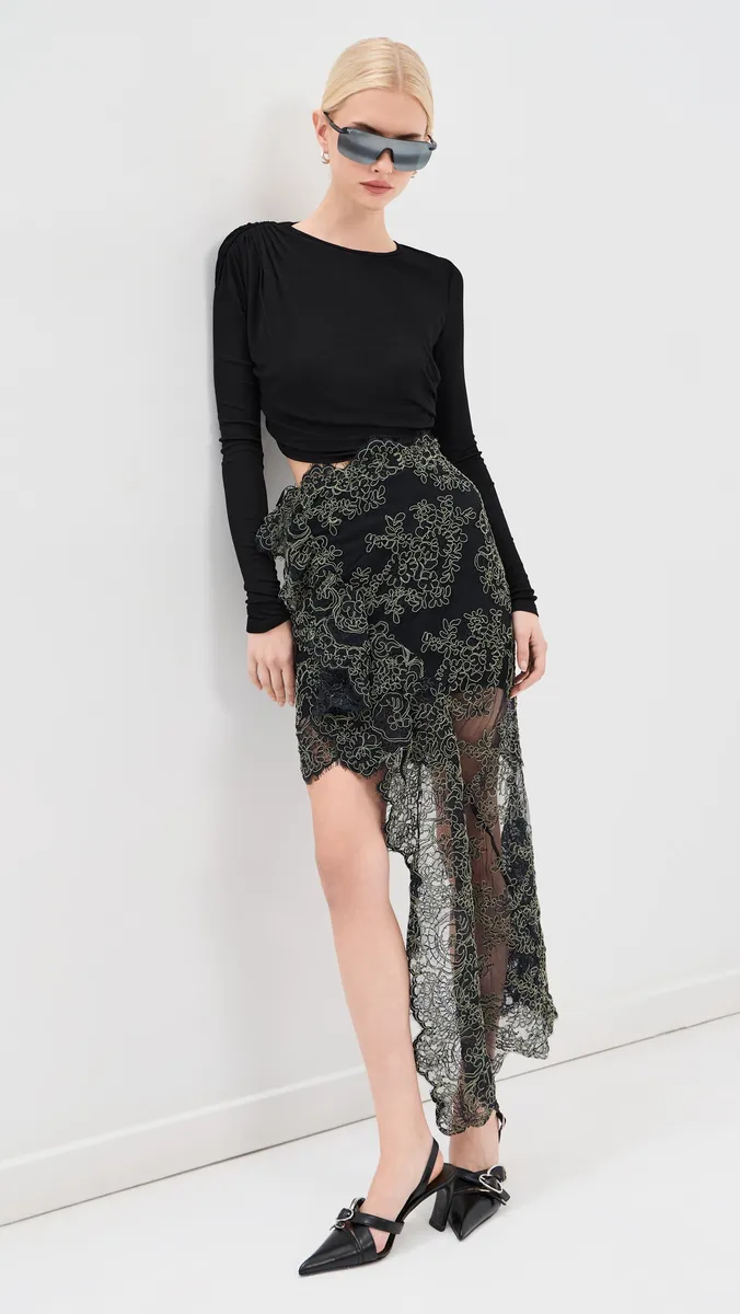 Christopher Esber Verve Twisted Tee Lace Long Sleeve Dress | Thumbnail 5 Christopher Esber Verve Twisted Tee Lace Long Sleeve Dress | Thumbnail 5