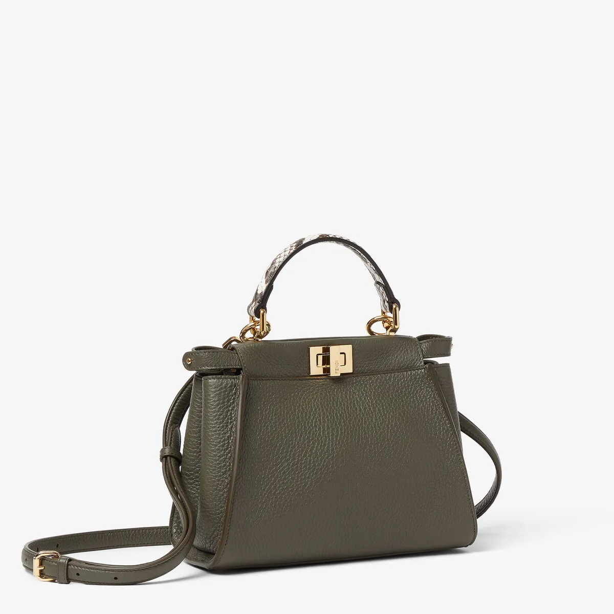 Fendi Peekaboo Mini Gray-Green Cuoio Romano Leather Bag | Thumbnail 2 Fendi Peekaboo Mini Gray-Green Cuoio Romano Leather Bag | Thumbnail 2