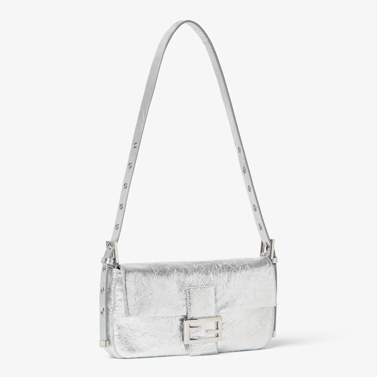 Fendi Baguette 26424 Crackled Silver Leather Bag | Thumbnail 4 Fendi Baguette 26424 Crackled Silver Leather Bag | Thumbnail 4