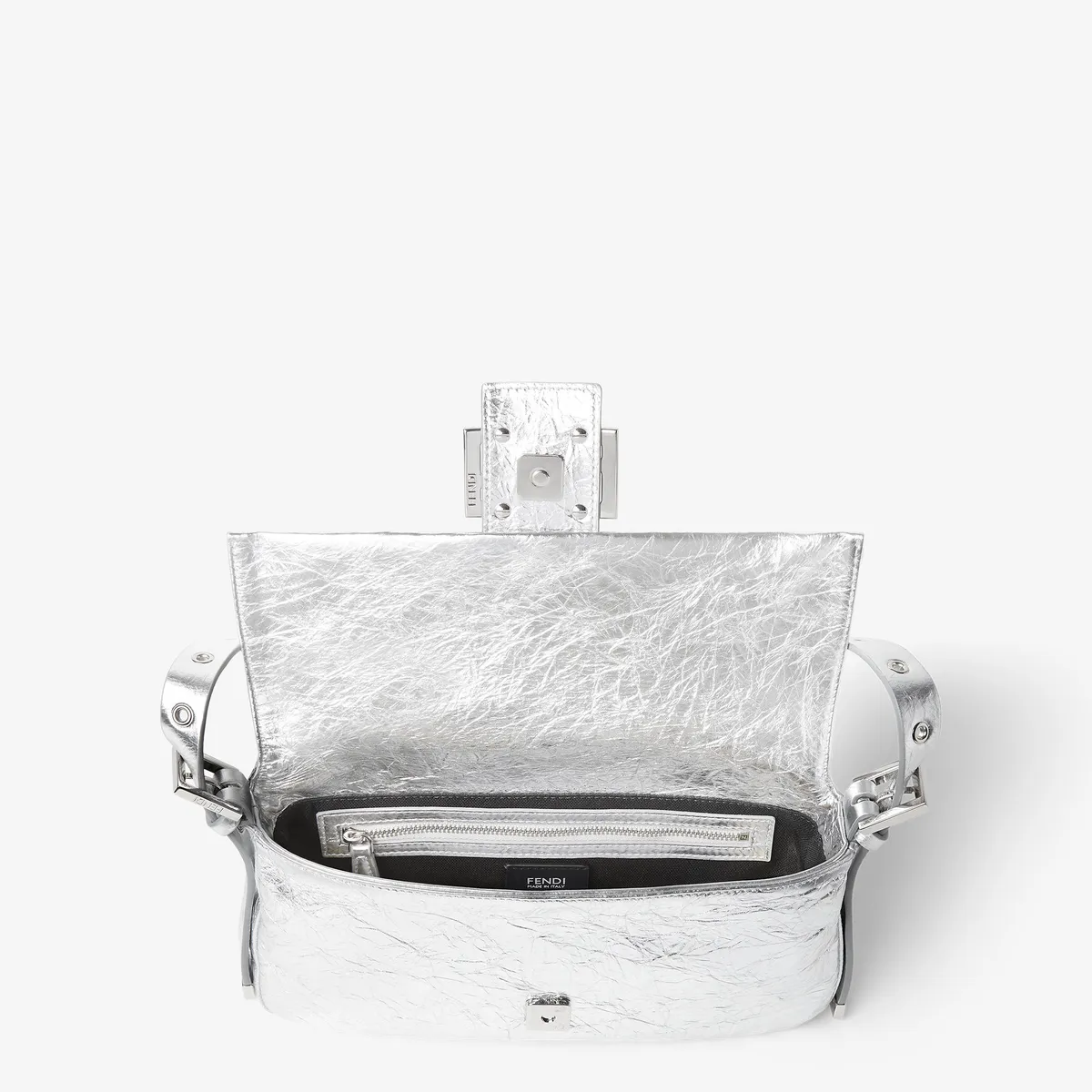 Fendi Baguette 26424 Crackled Silver Leather Bag | Thumbnail 7 Fendi Baguette 26424 Crackled Silver Leather Bag | Thumbnail 7