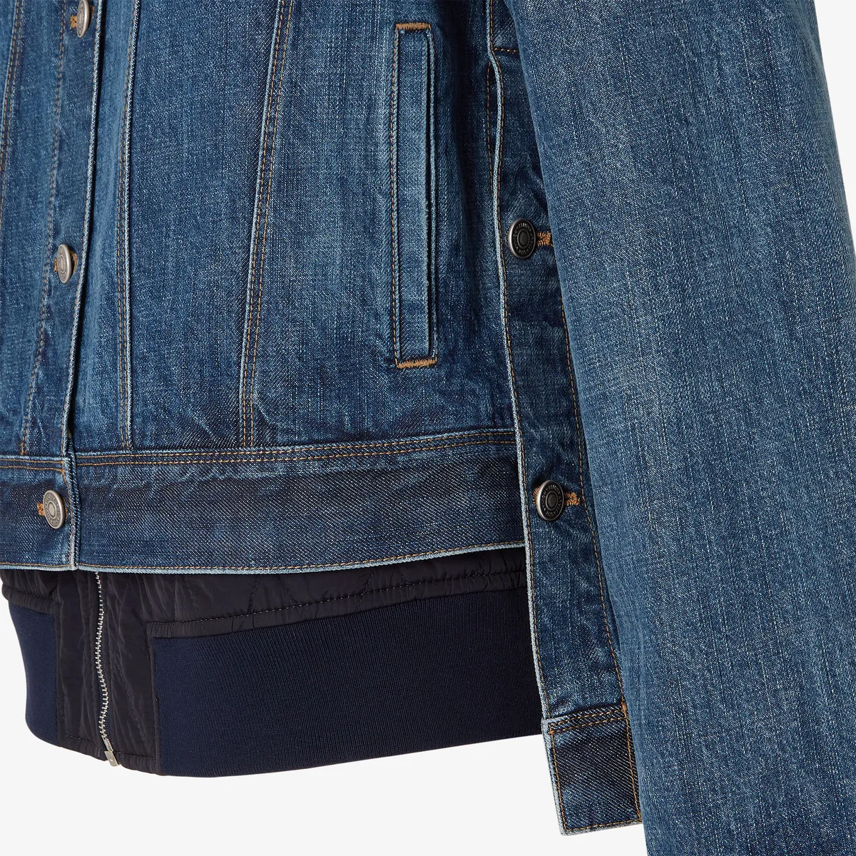 Fendi Vintage Blue Denim Jacket with Quilted Vest | Thumbnail 3