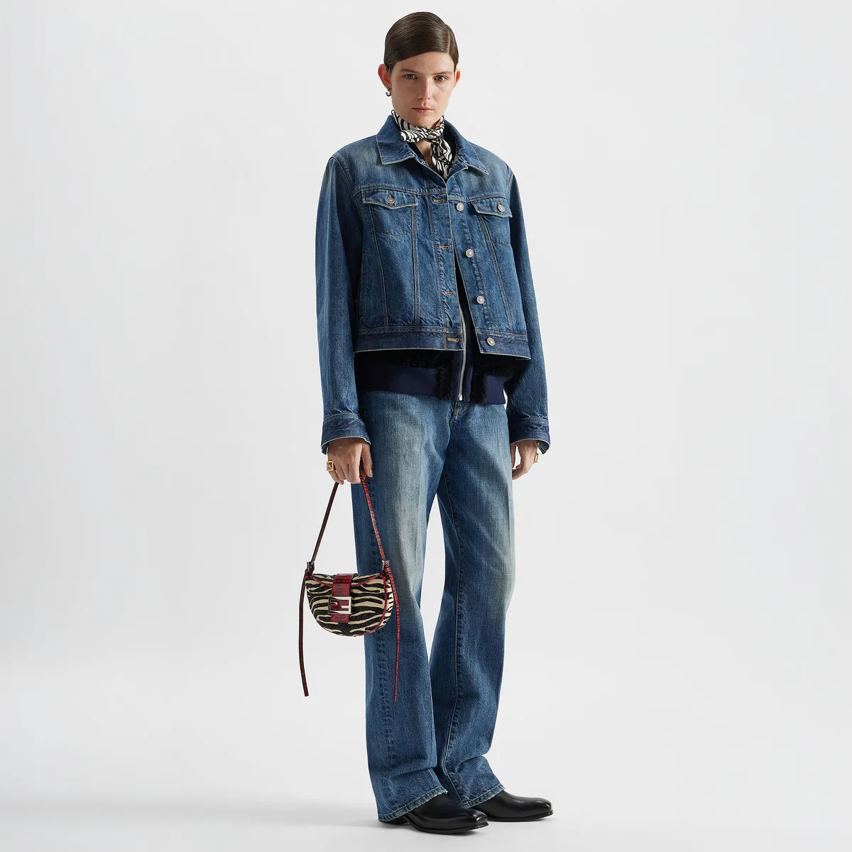 Fendi Vintage Blue Denim Jacket with Quilted Vest | Thumbnail 5