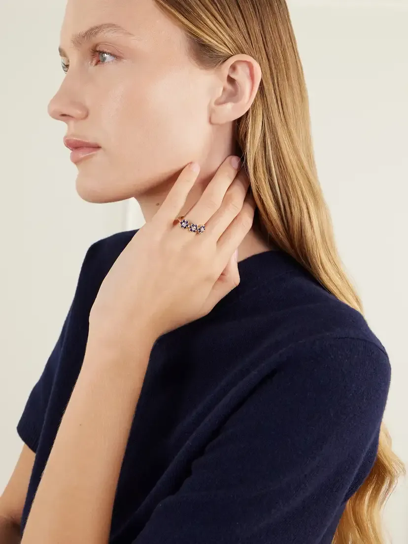 Anita Ko Triple Flora 18-karat Gold, Diamond And Sapphire Ring - Blue | Thumbnail 2 Anita Ko Triple Flora 18-karat Gold, Diamond And Sapphire Ring - Blue | Thumbnail 2