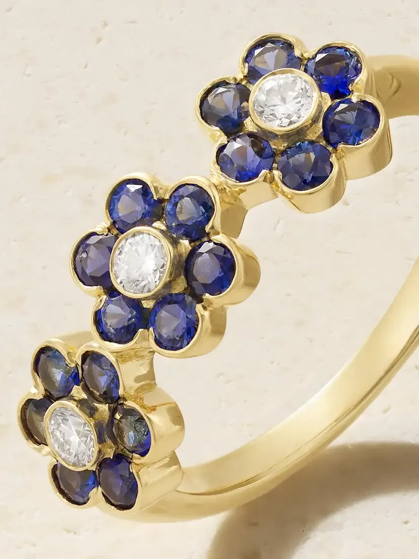 Anita Ko Triple Flora 18-karat Gold, Diamond And Sapphire Ring - Blue | Thumbnail 4 Anita Ko Triple Flora 18-karat Gold, Diamond And Sapphire Ring - Blue | Thumbnail 4