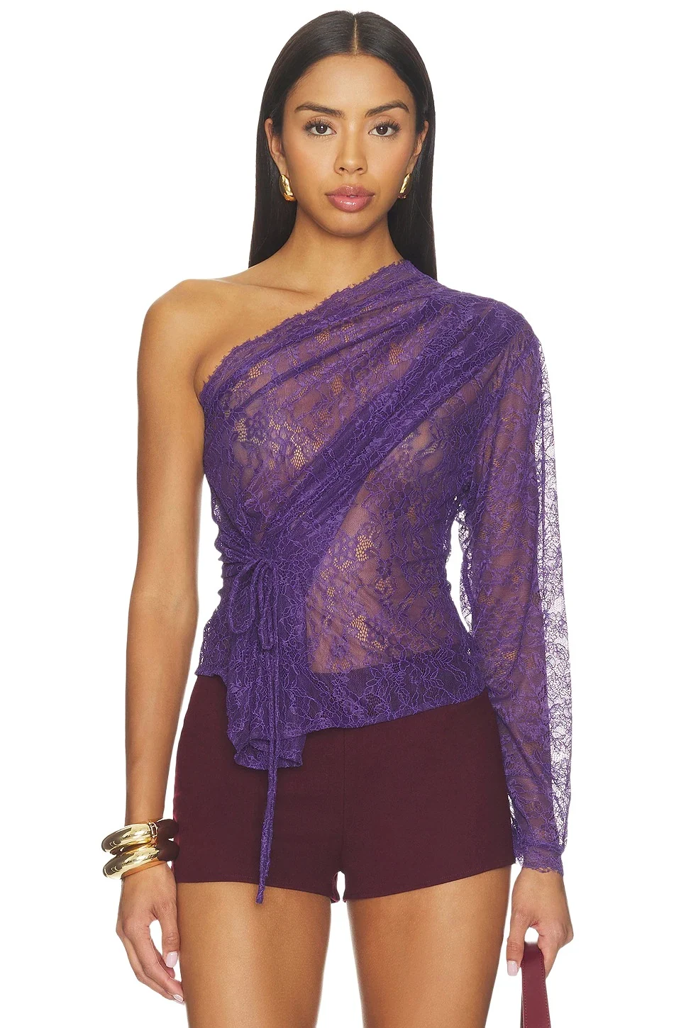 Mother of All Cora One Shoulder Lace Top