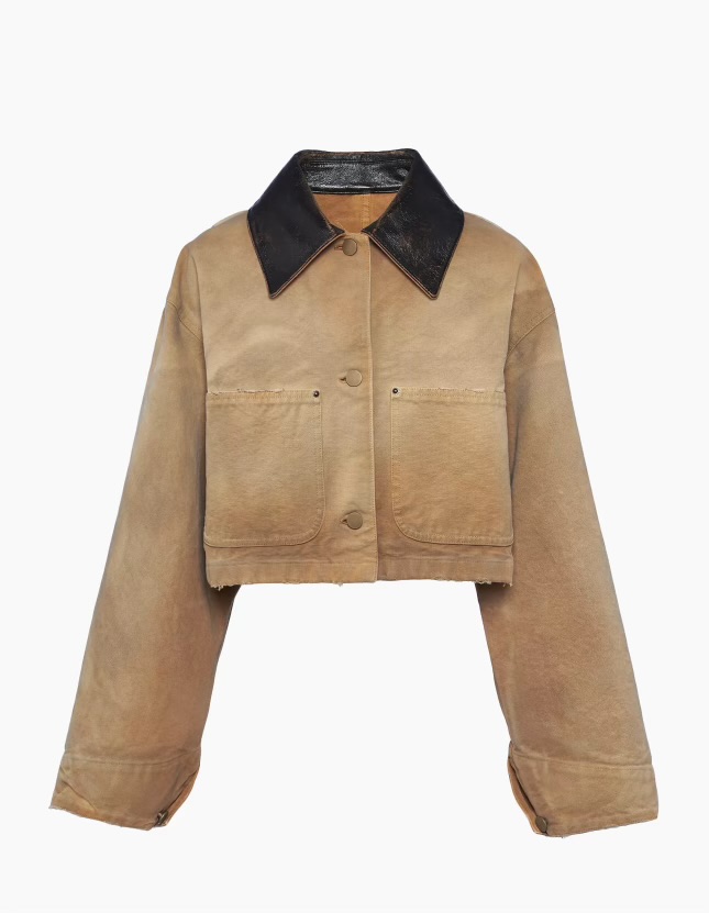 Prada Cropped Canvas Jacket | Thumbnail 1 Prada Cropped Canvas Jacket | Thumbnail 1