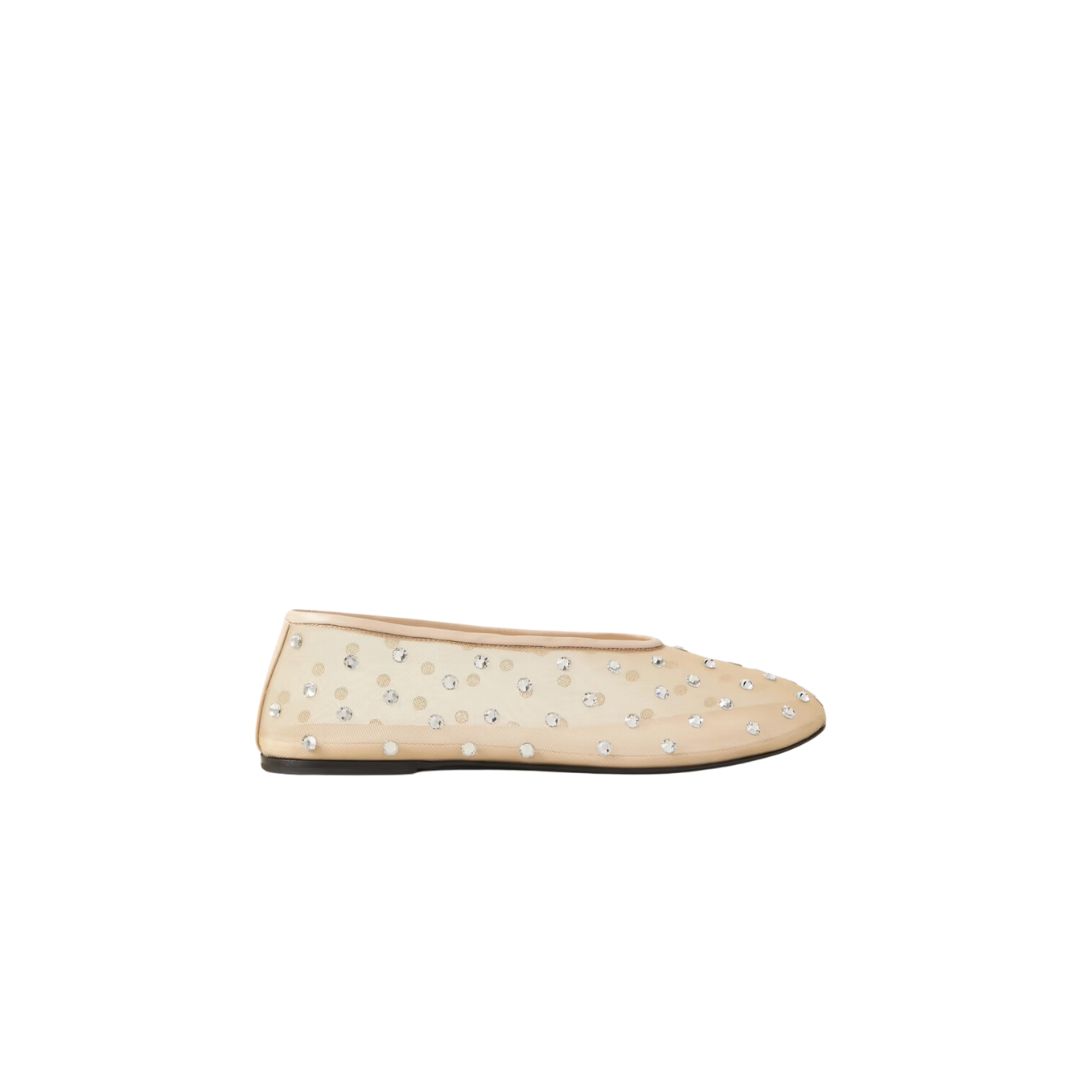 Marcy Crystal-Embellished Mesh Flats