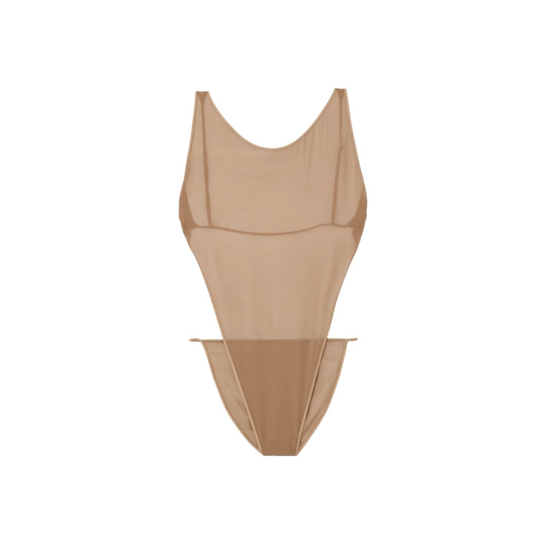 Open-Back Silk Blend Georgette Bodysuit