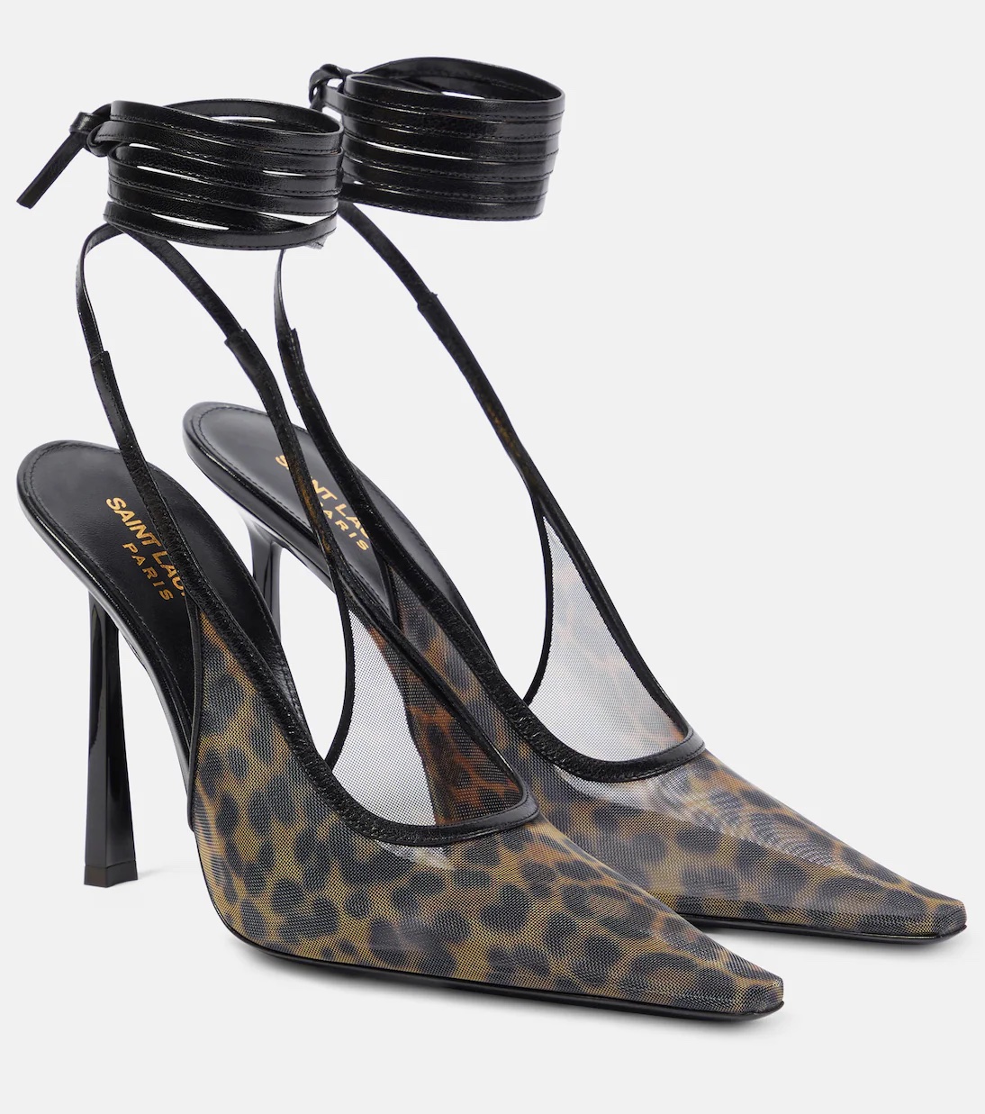 SAINT LAURENT Oxalis 110 Leather-Trimmed Slingback Pumps | Thumbnail 1 SAINT LAURENT Oxalis 110 Leather-Trimmed Slingback Pumps | Thumbnail 1