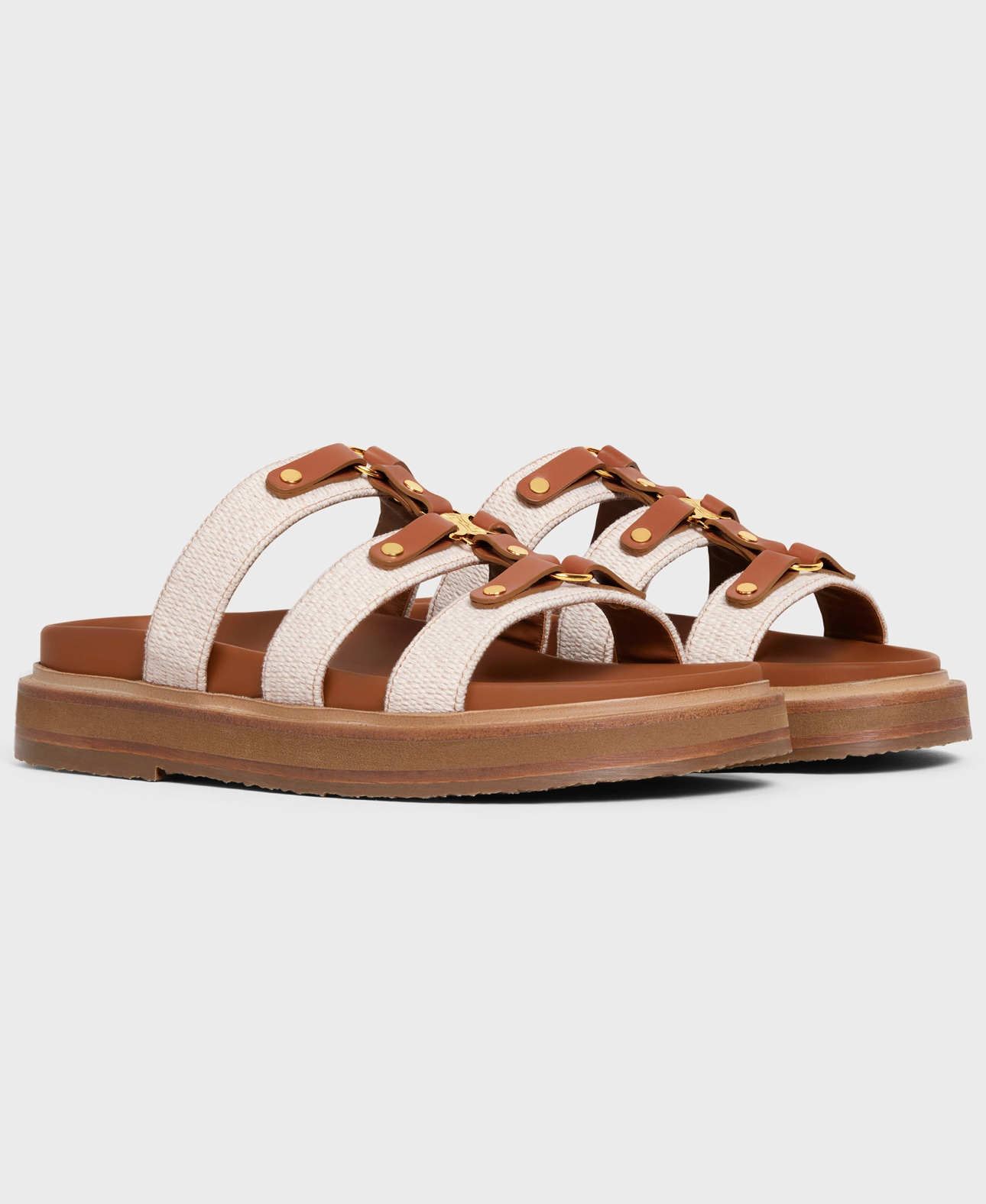 Celine Tippi Slide in Canvas & Calfskin | Thumbnail 1 Celine Tippi Slide in Canvas & Calfskin | Thumbnail 1