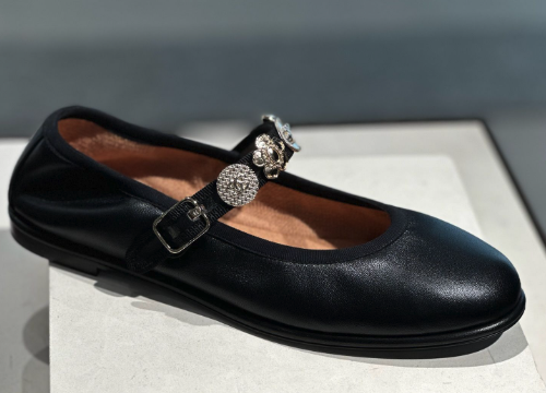 Chanel Black Leather Embellished MaryJanes