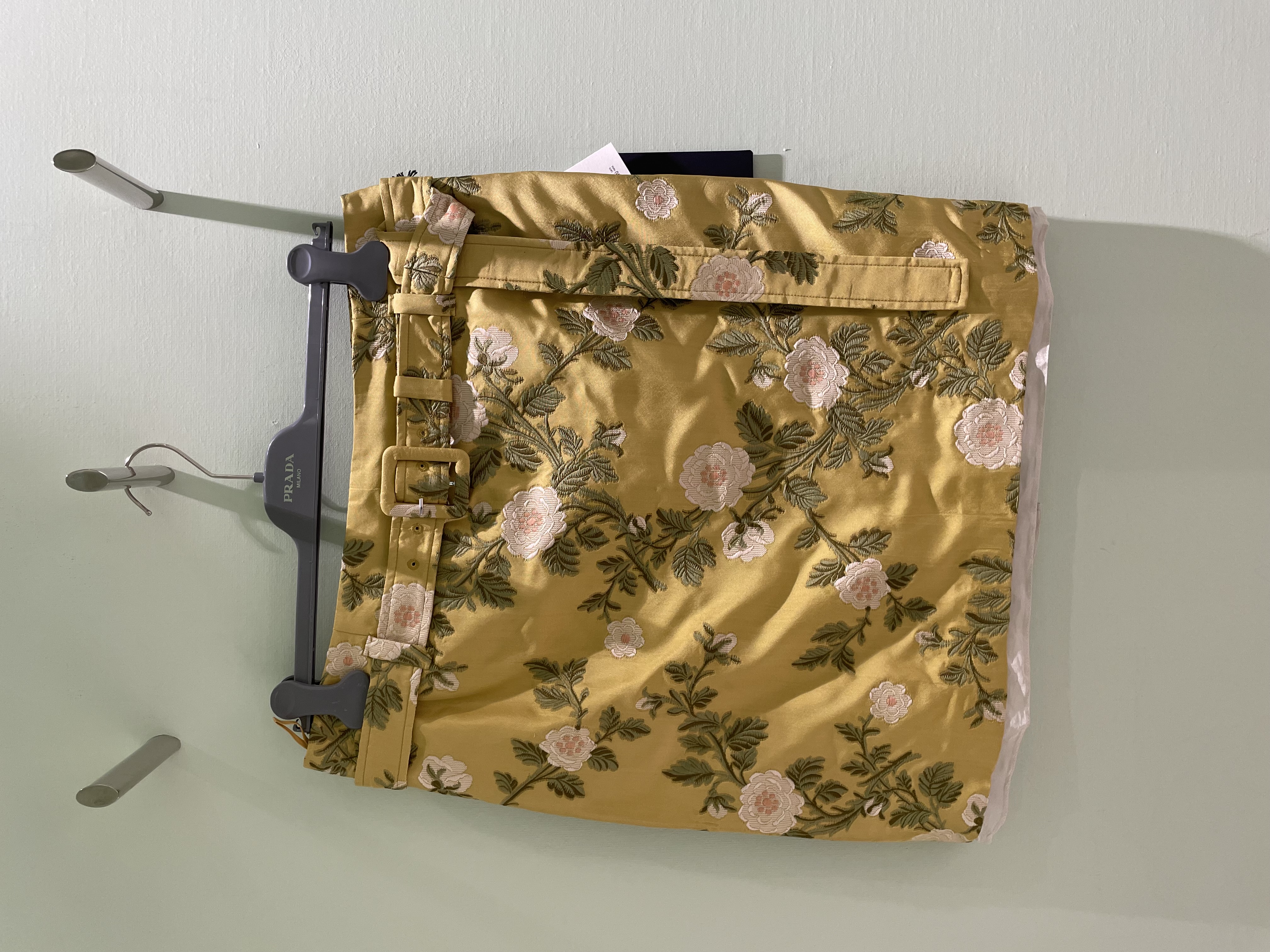 Prada Yellow and Pink Embroidered Skirt