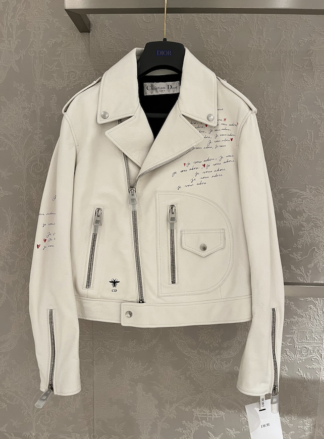 Dior White Leather Moto Jacket