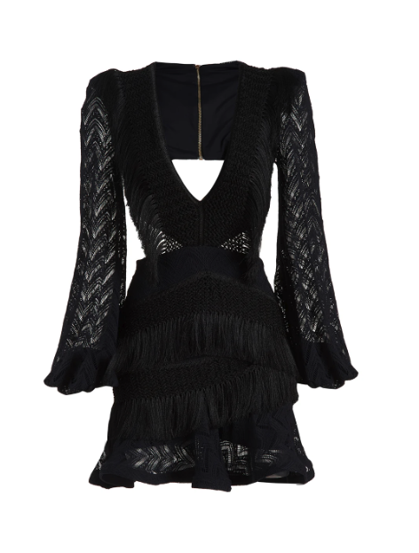 Fringe Cut-Out Mini Dress