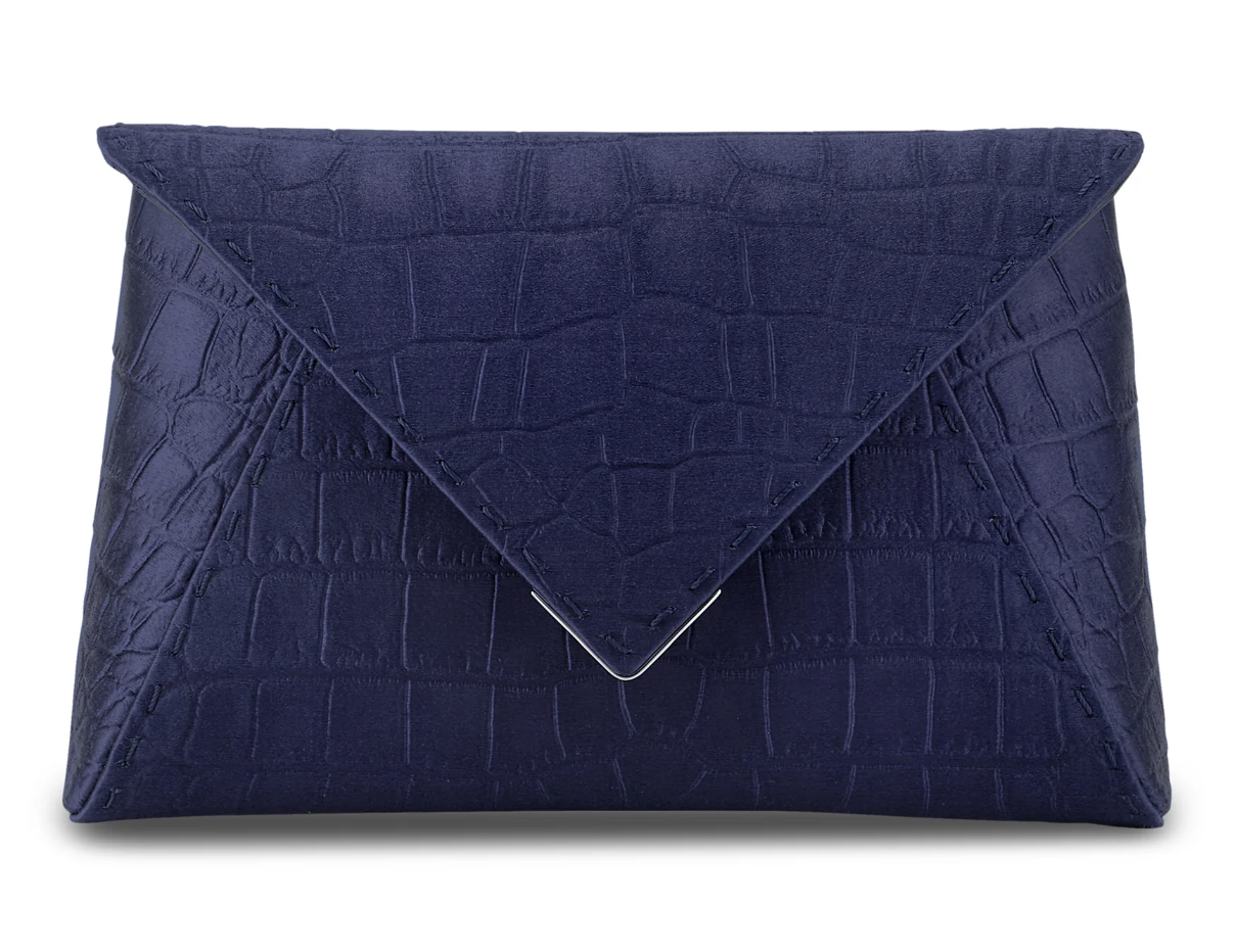 Lee Pouchet Sapphire Stamped Satin