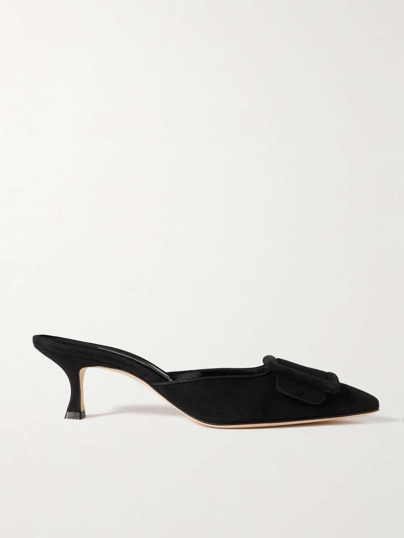 Maysale 50 Buckled Suede Mules