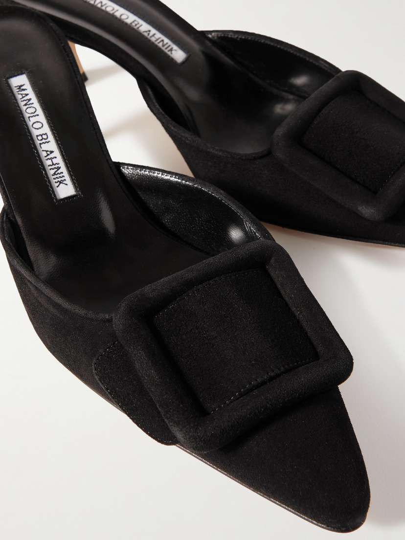 Manolo Blahnik Maysale 50 Buckled Suede Mules | Thumbnail 4 Manolo Blahnik Maysale 50 Buckled Suede Mules | Thumbnail 4