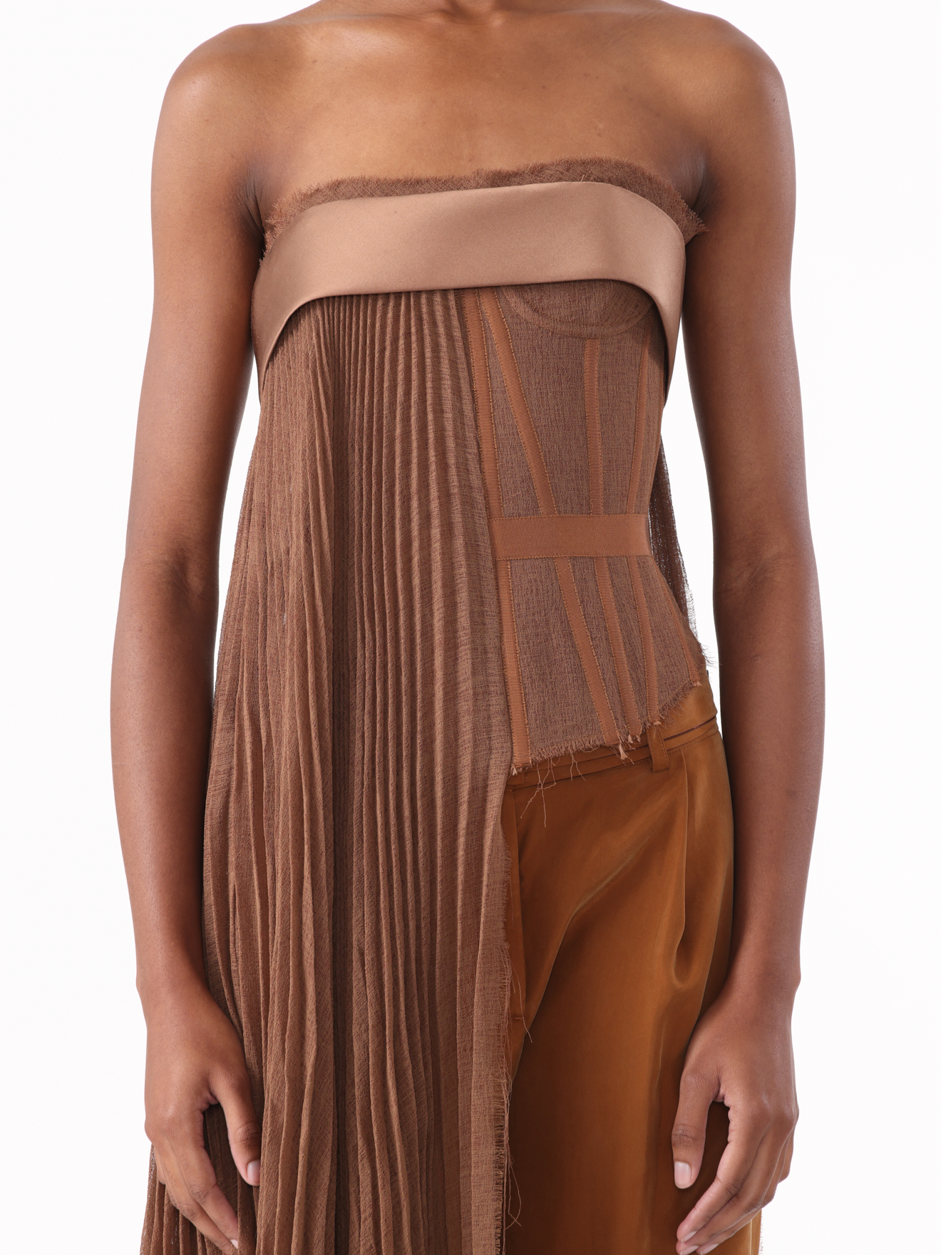 Jason Wu Collection PRE-ORDER Corset Pleated Top with Bra | Thumbnail 3