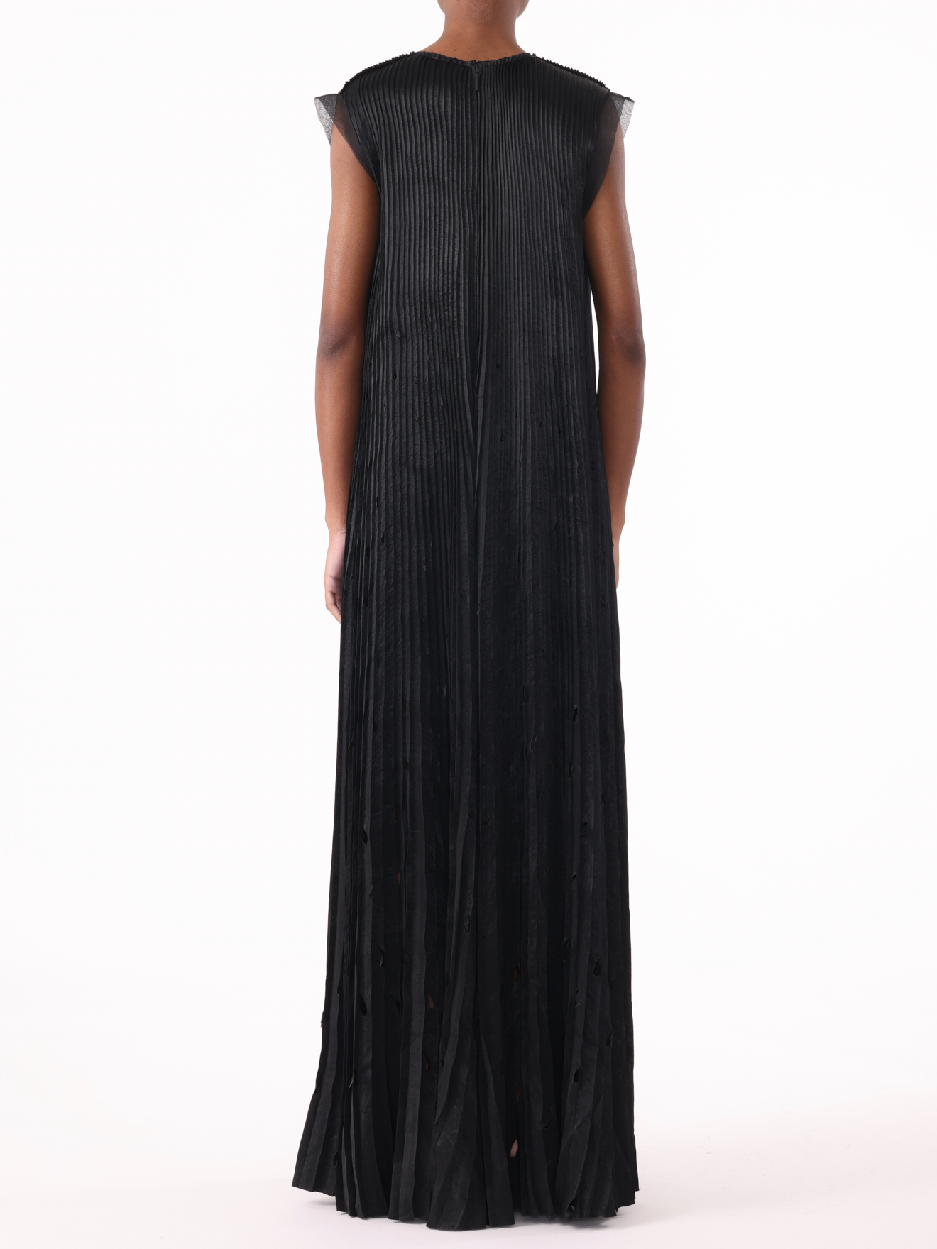 Jason Wu Collection PRE-ORDER V-Neck Crinkled Satin Pleated Trapeze Dress | Thumbnail 4
