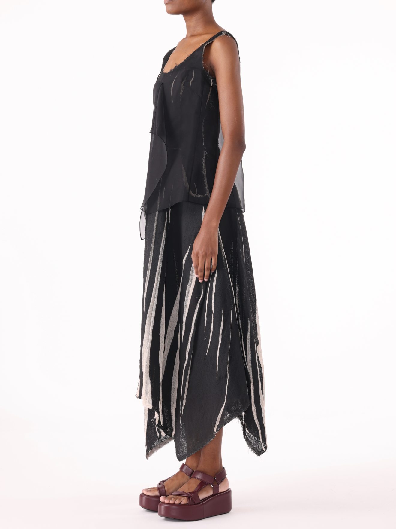 Jason Wu Collection PRE-ORDER Gauze Screen-Printed Tank Dress with Handkerchief Hem | Thumbnail 4