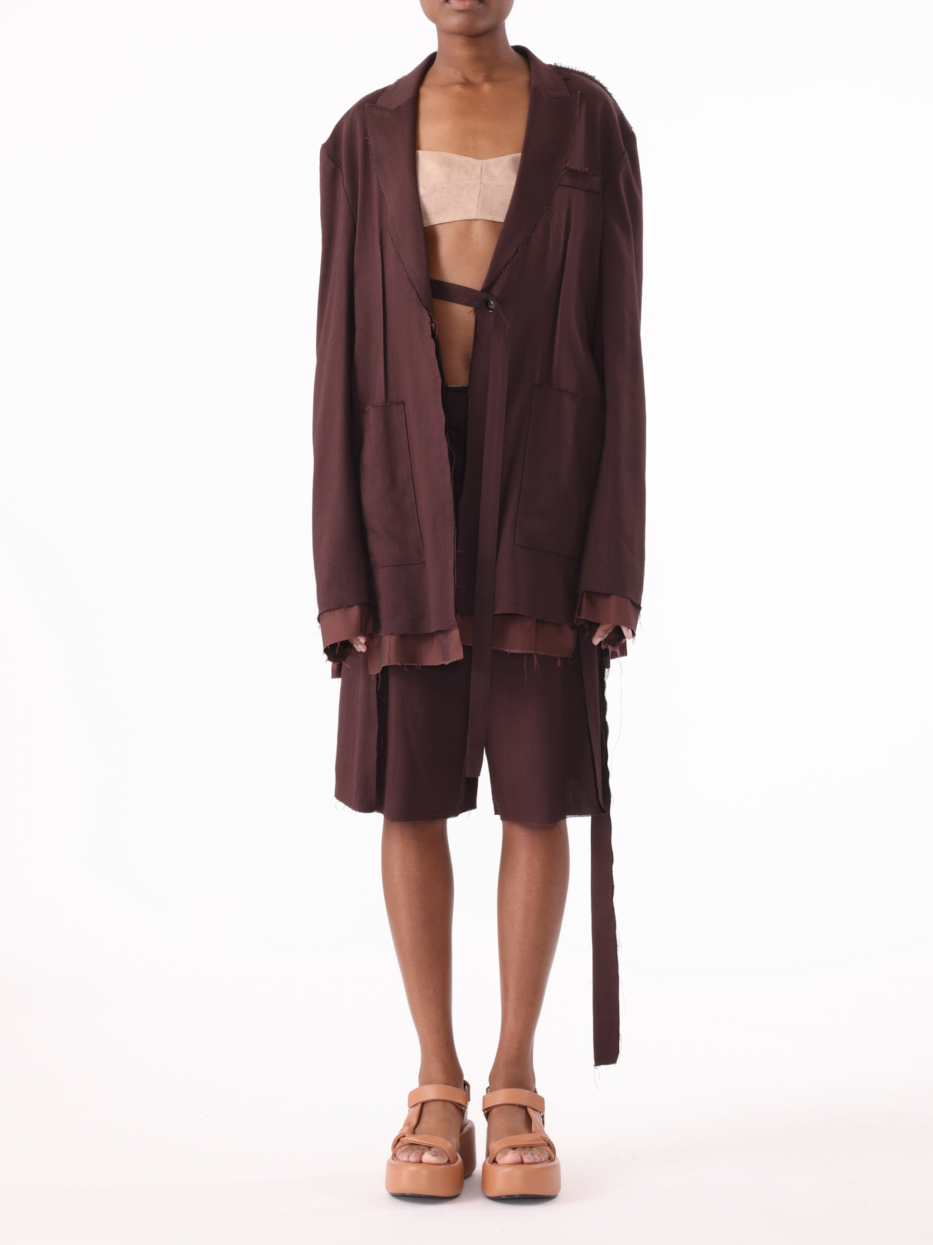 Jason Wu Collection PRE-ORDER Ramie Suiting Blazer with Exposed Lining | Thumbnail 2 Jason Wu Collection PRE-ORDER Ramie Suiting Blazer with Exposed Lining | Thumbnail 2