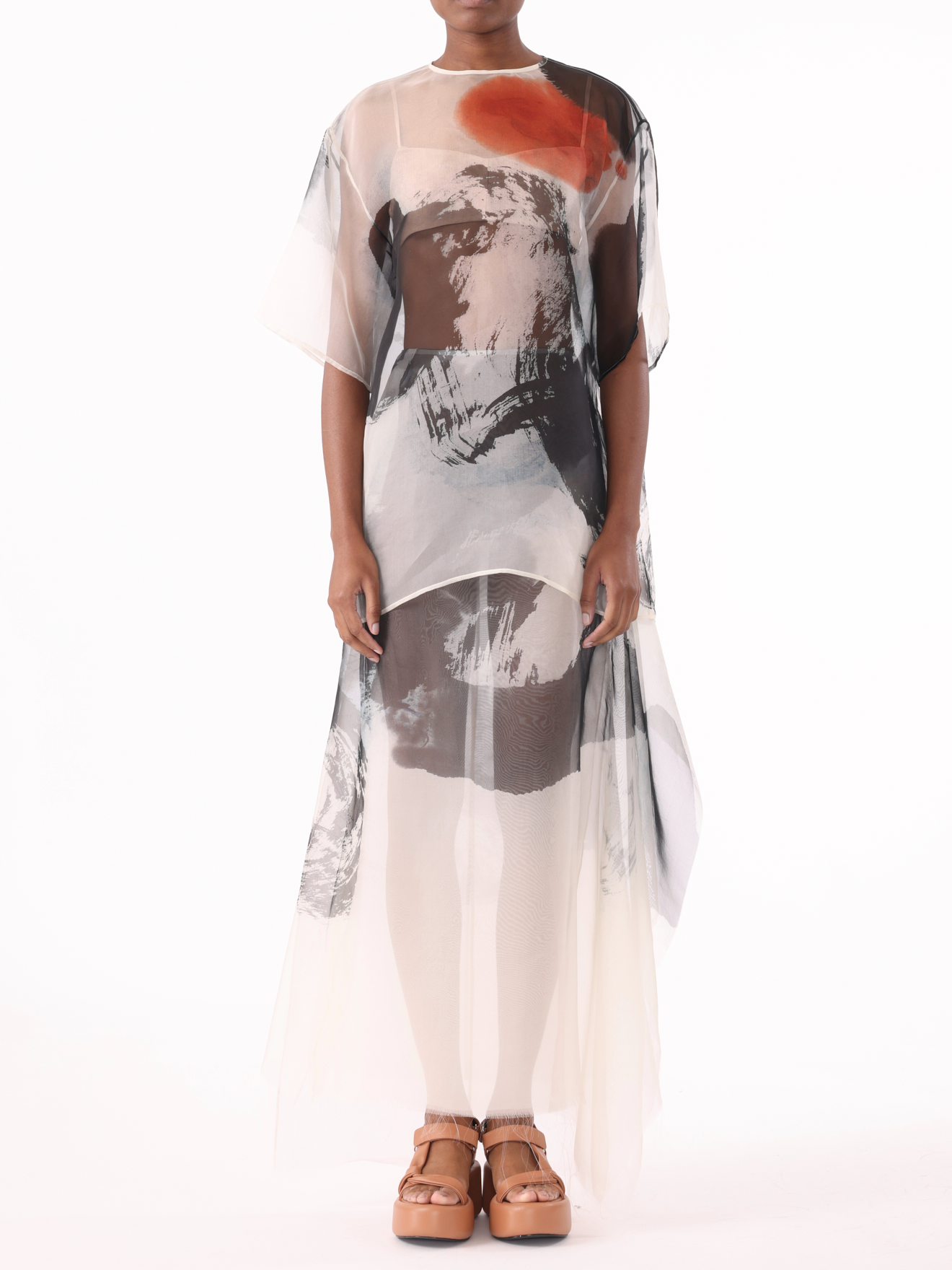 Jason Wu Collection PRE-ORDER Silk Organza Oversized Crewneck T-Shirt with Artwork | Thumbnail 2