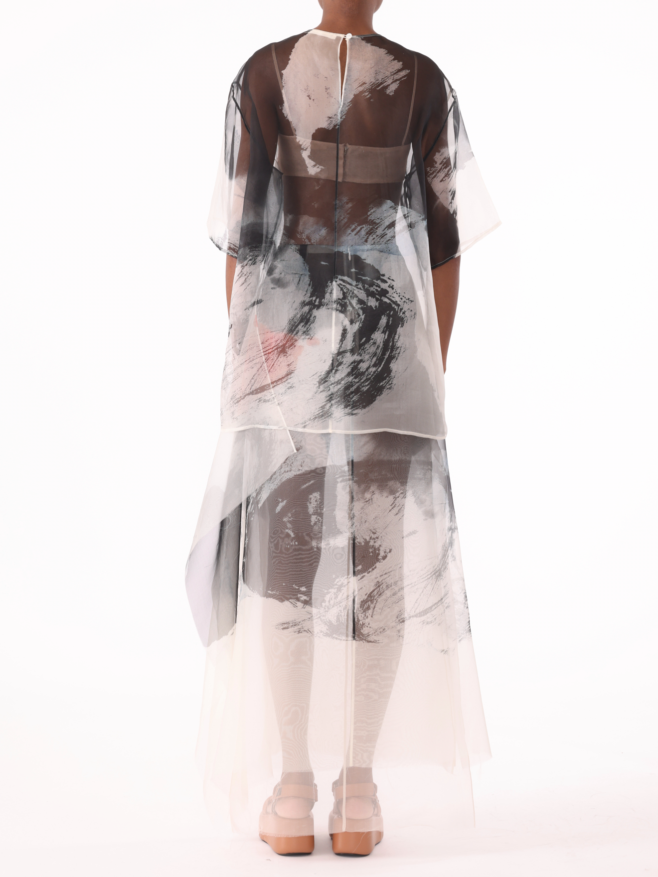 Jason Wu Collection PRE-ORDER Silk Organza Oversized Crewneck T-Shirt with Artwork | Thumbnail 4