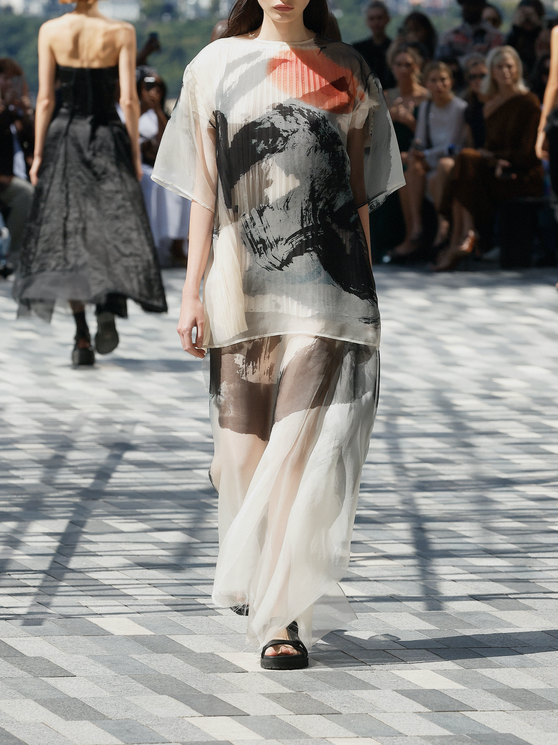 Jason Wu Collection PRE-ORDER Silk Organza Oversized Crewneck T-Shirt with Artwork | Thumbnail 5